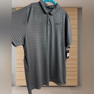 Nike Dri-FIT Golf Polo Shirt Mens XXL Gray Stripe Standard Fit Moisture Wicking